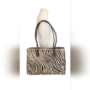 Ceoni Piero Genuine Leather Calf Hair Zebra Handbag